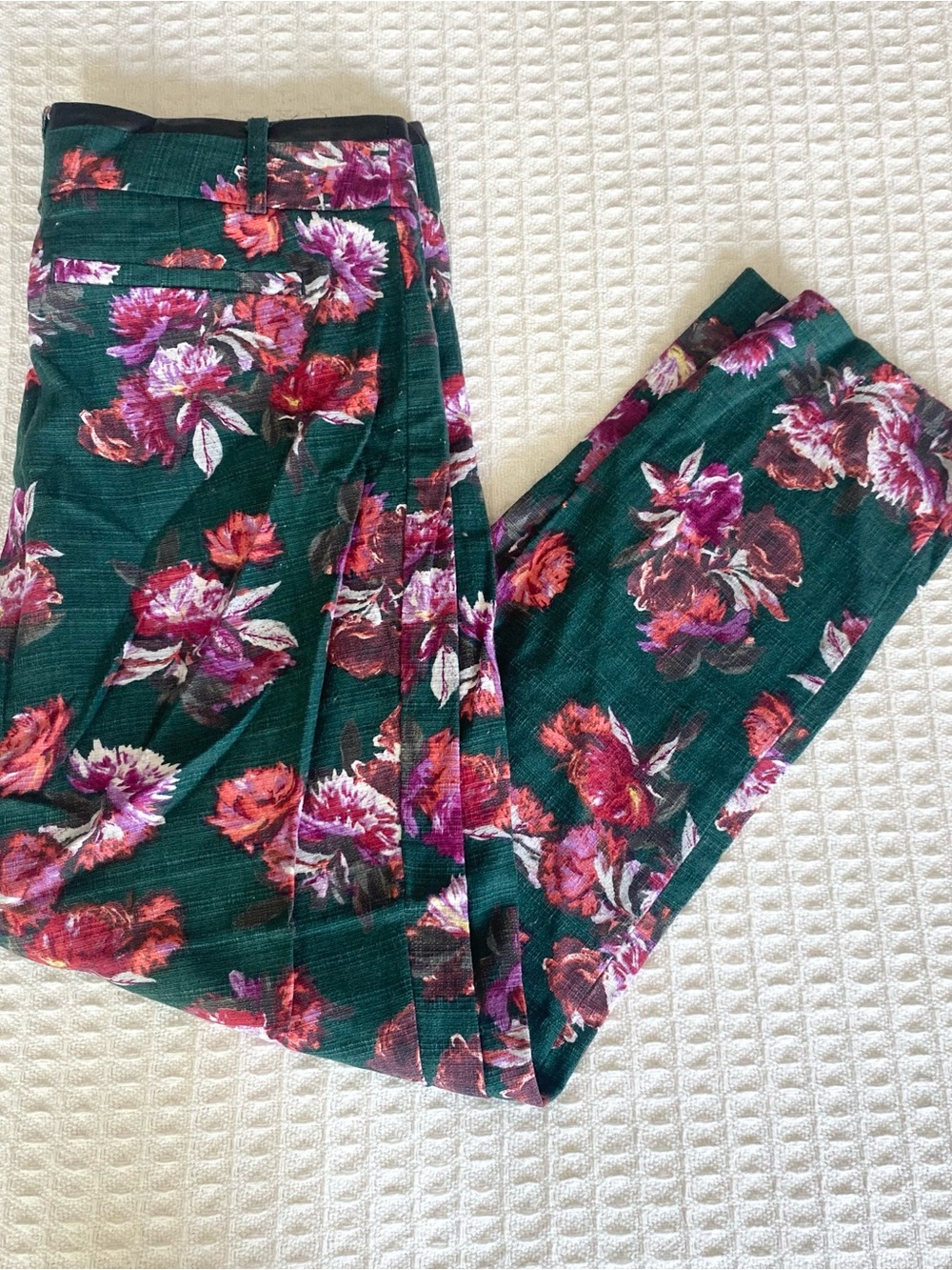 Cartonnier Dark Green Floral Charlie ankle Pants size 4